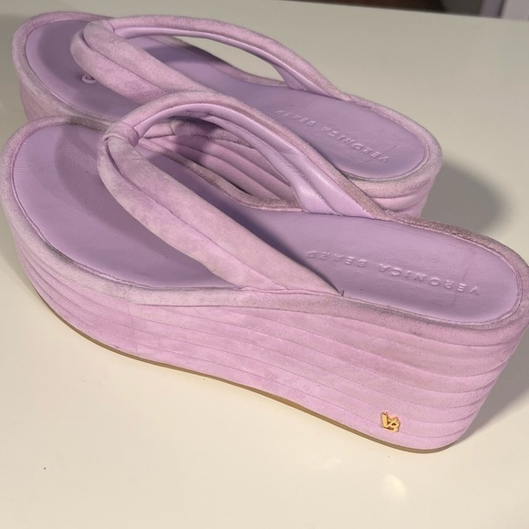 Veronica Beard Geno Lavender Suede Platform Flip Flop Sandals Lavender W… - Picture 5 of 11
